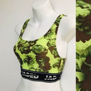 JADED LONDON Neon Lime Floral SPORTS BRA Top S/M